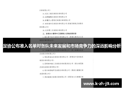 足协公布准入名单对各队未来发展和市场竞争力的深远影响分析